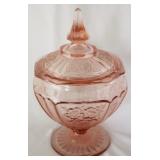 Pink Glass Candy Dish - 9" x 5"