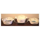 3 Corningware Dishes w/ stand