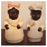 2 Black Americana Salt / Pepper Shakers 4" Tall