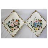 2 pc Ceramic Wall Hangings - 8.5" x 7"