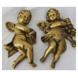 2 pc Cherub Wall Hangings - 9" Tall