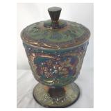 Carnival Glass Candy Jar - 8" Tall