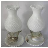 2 pc. Milk Glass Lamps - 11" Tall