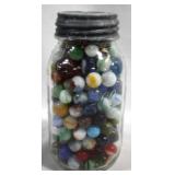 Ball Jar of Marbles - 7" Tall