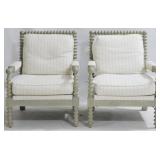Pair Spool Carved Decorative Arm Chairs