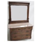 Victorian Chocolate Marble Top Dresser
