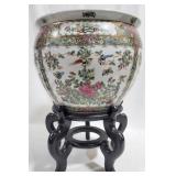 Large Oriental Pot on Stand, 20" Overall Height