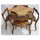 Very Unusual Oak 5pc. Game Table Set