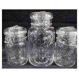 3 Jars w / Lids - 8" & 6" Tall