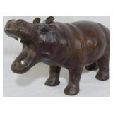 Leather Wrapped Hippo Figure 7x11x4