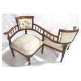 French Tete-a-Tete Chair, w/ Spindles