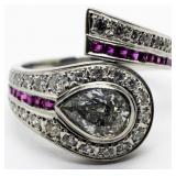 Platinum Ruby & Diamond Ring