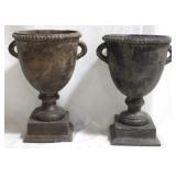 Pair of Wood Urns - 11"