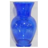 Cobalt Blue Glass Vase 10.5"