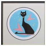 ATOMIC CAT ON BLUE HAND SIGNED GICLEE BY IVY LOWE