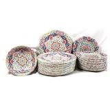 Plastic Plate & Bowl Set 36 pieces