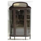Vintage Oak Curved Glass China Cabinet