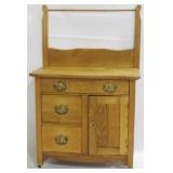 Vintage Oak Washstand w/ Towel Bar