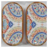 2 Decorative Wooden Bowls 6x12