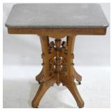 Victorian Walnut Carved Marble Top Table