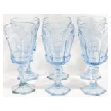 6 Fostoria Virginia Blue Glass Stems