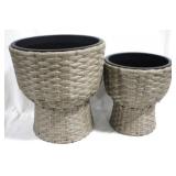 Pair Resin Wicker Planters