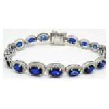 Blue Sapphire & Diamond 7" Bracelet