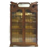 Vintage Carved Bookcase w/ Mirrored Gallery