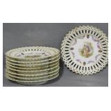 9 German Pierced 6" Porcelain Plates
