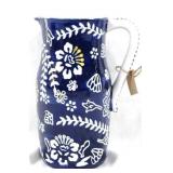Mudpie Blue & White Pitcher Vase 9.5 x 7