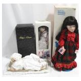 3 Porcelain Dolls w / Boxes