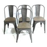 4 Wood & Metal Dining Chairs 32 x 14 x 16