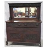 Ornately Carved Original Finish Oak Buffet