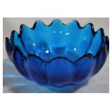 Blue Glass Bowl - 9" Round