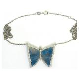 14K Diamond Butterfly Necklace 17.5"