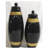 2 Black & Gold Jars - 16"