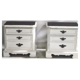 Pair Painted 3 Drawer Nightstands