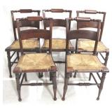 5 Vintage Rush Seat Dining Chairs