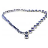 Stunning Platinum Tanzanite & Diamond Necklace
