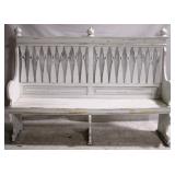 Painted & Carved Settle Bench