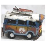 Metal VW Peace Sign Bus - 13" x 18" x 7"