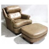 Leather Arm Chair w/ Ottoman