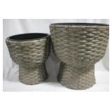 Pair Resin Wicker Planters