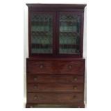 19th Century Inlaid Butler Bookcase Top Secretary