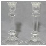 Pair Crystal Candleholders 8"