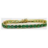 Emerald & Diamond 6.5" Bracelet