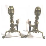 Pair Brass Andirons - 23" x 13" x 9"