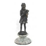 Girl with Cat Marble Base Statue