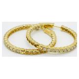 Pair 3.85 Carat Diamond Hoop Earrings