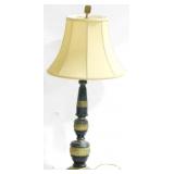 Vintage Marble & Incised Brass Lamp 42"